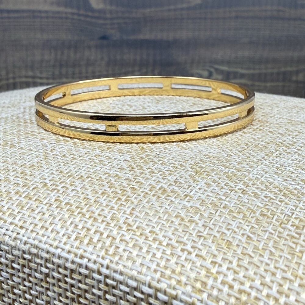 Vintage Monet Modern Open Work Gold Tone Statement Bangle Bracelet